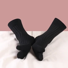 

5 Pairs/Men's Business Formal Dress Mid-tube Socks Japanese Flip Flop Sandal Split Ninja Socks Men Cotton Stripe Two Toe Socks