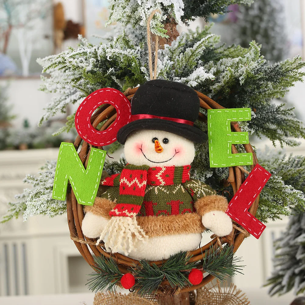 

Christmas Tree Decorations Cartoon Rattan Pendant Stereo Doll Garland Ornaments Tree Hanging Window Dress Up Holiday Decorations