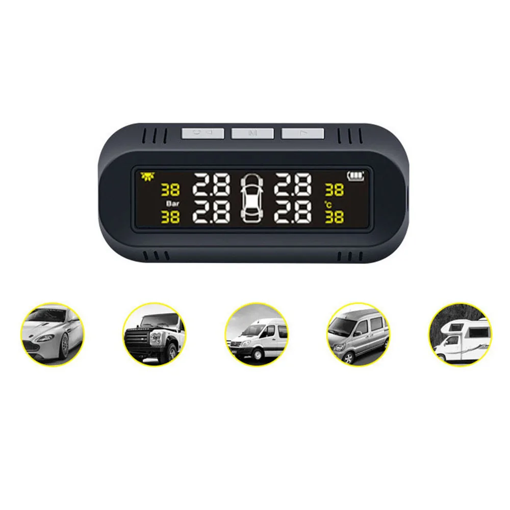 Солнечная энергия автомобиля TPMS монитор давления в шинах ЖК-дисплей+ 4* Внутренний датчик абсолютно и высококачественный