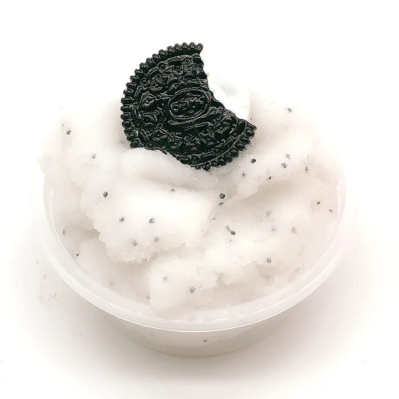 Oreo шоколадное печенье облако 60 мл пушистая слизь Шпаклевка снятие стресса Детский пластилин хлопок грязь слизь Игрушка-подвеска - Цвет: Белый