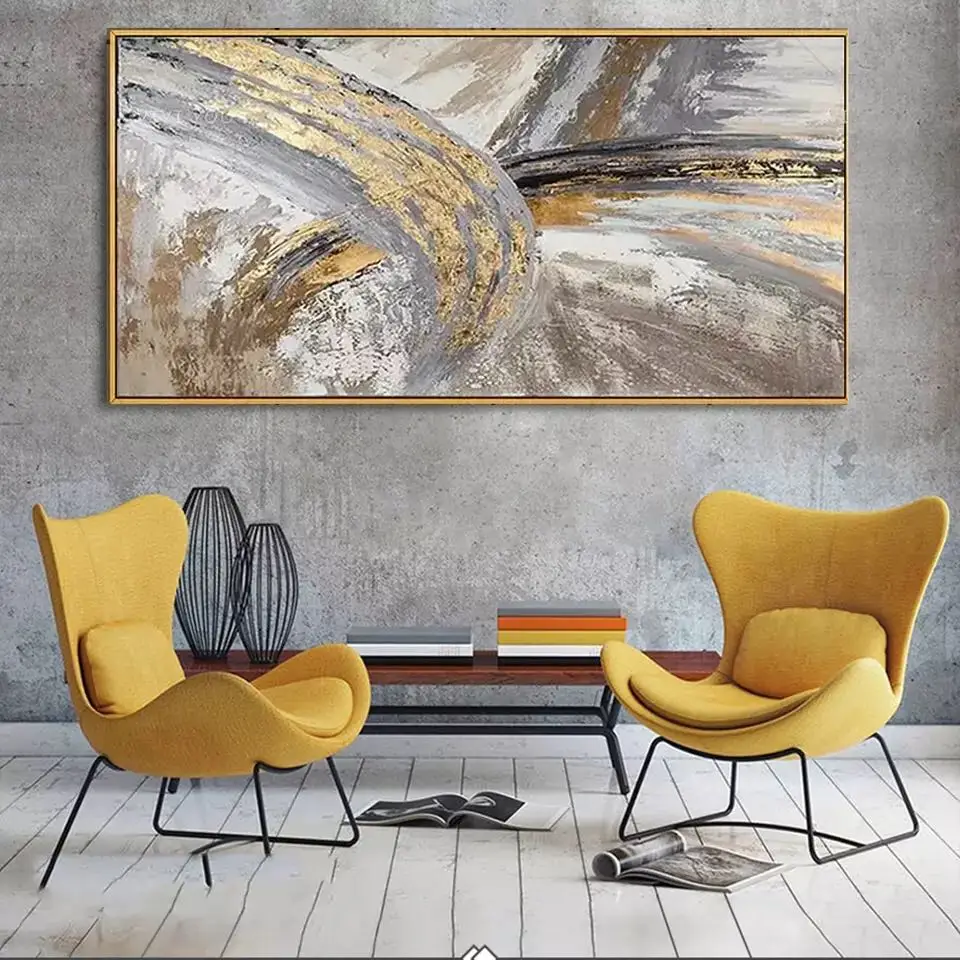 handmade Home decoration Modern abstract Gold oil painting handpainted canvas home decor wall art picture for rom deco | Дом и сад