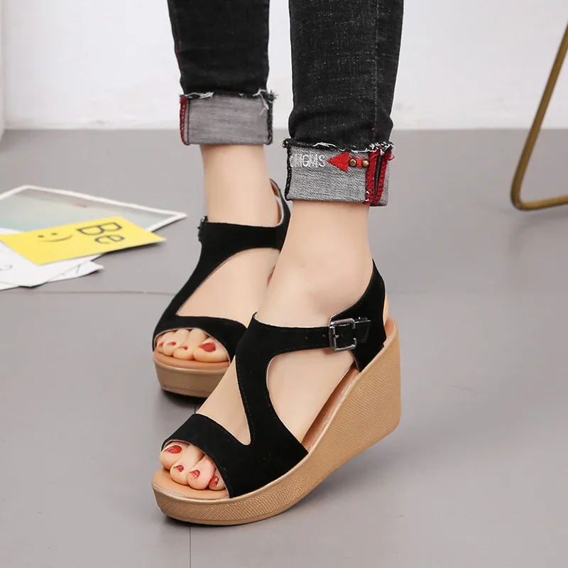 

2019 fashion Women Platform Sandals Wedges Summer Shoes For Woman Casual Open Toe Sandles Women Shoes Buckle Sandalias Mujer