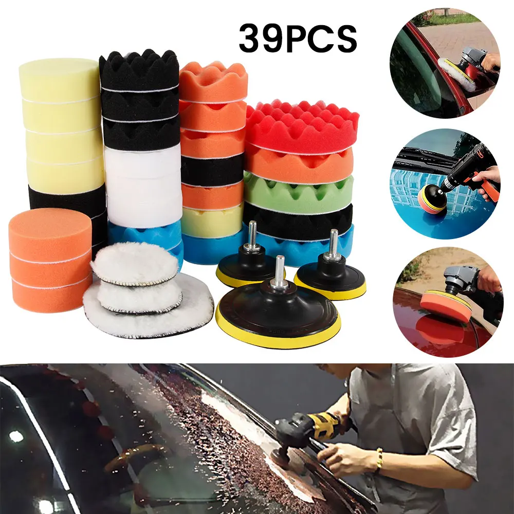 Almofadas de esponja de polimento do carro kit almofada de espuma buffer máquina de polimento almofadas de cera para remove arranhões