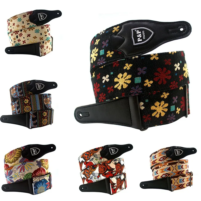 Shoulder Guitar Strap Embroidered Cotton Belts Musical Stringed Instruments Accessories for Acoustic Electric Guitars Music | Спорт и