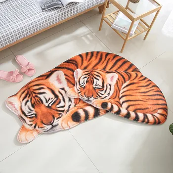 

3D Lion Tiger Irregular Children's Rug Living Room Bedroom Animal Print Corridor Floor Carpet Entrance Mat