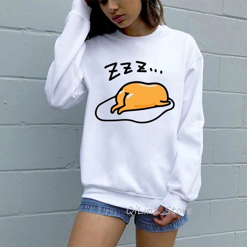 Харадзюку kawaii Gudetama толстовка женская Милая ленивая яичная желтка Толстовка Женская Толстовка забавная графическая tumblr Толстовка Оверсайз - Цвет: 81724 O