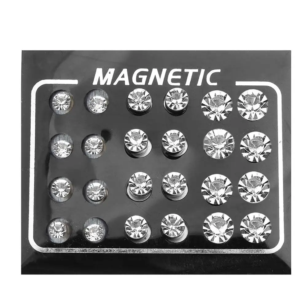 12pairs/lot Round Zircon Stud Earring Rhinestone Ear