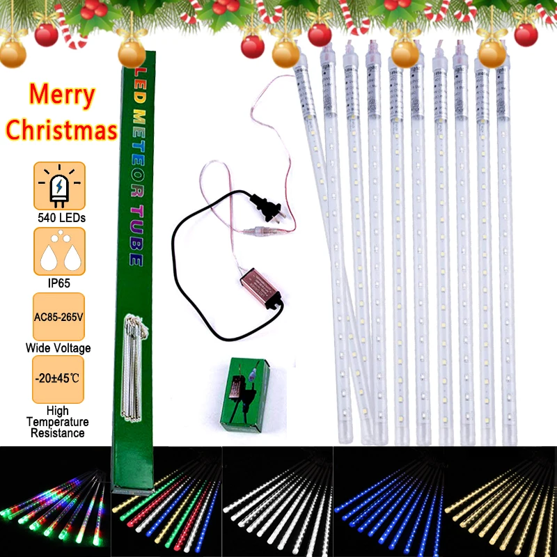 Offerte 10Pack 50 CENTIMETRI Spina DEGLI STATI UNITI Meteor Doccia a Pioggia Tubi 48 54Led DC7 12 V LED Luci Della Stringa esterna Impermeabile Di Natale Della Festa Nuziale Della Decorazione