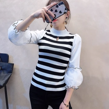 

2019 winter women ladies long sleeve turtleneck slim fitting knitted thin sweater top femme korean pull tight shirt sautumn