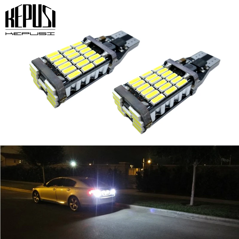 

2PCS T15 W16W 921 912 Super Bright 4014 45 SMD LED CANBUS NO ERROR Car Backup Reserve Lights Bulb Tail Lamp white 12V