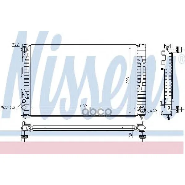 Радиатор Audi A4 2.4-2.8/2.5td 97-04 Nissens 60497 Nissens арт. 60497