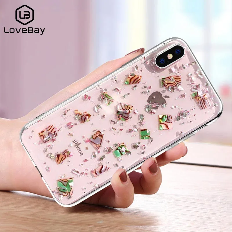 Lovebay чехол для телефона карамельного цвета iPhoe X XS XR Max Shiny Seashell Серебристая фольга