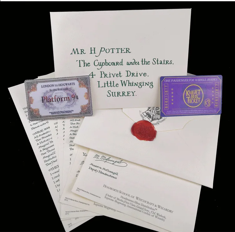 Горячая Распродажа, Hp Admission Letter of Hogwartss, фигурки, игрушка Harri, платформа 9, 3/4, поезд, билеты, игрушки для фанатов, детские подарки - Цвет: Белый
