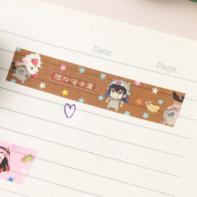 1Pc Demon Slayer Anime Washi Tape Crafts Adhesive Paper  Diy Scrapbooking  Masking Tape Printed Pattern Sticker Decals