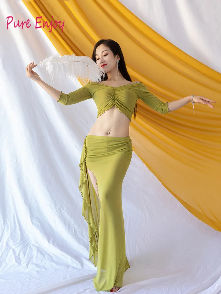 Autumn And Winter New Women Belly Dance Clothes Dancewear Set Top+Skirt 2pcs Bellydance Practice Costume Dress