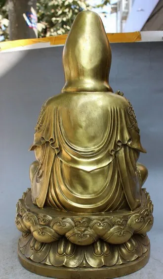 YM 322 1" Китайский латунный орнамент Joss Kwan-yin GuanYin боддхисаттва статуэтку богини