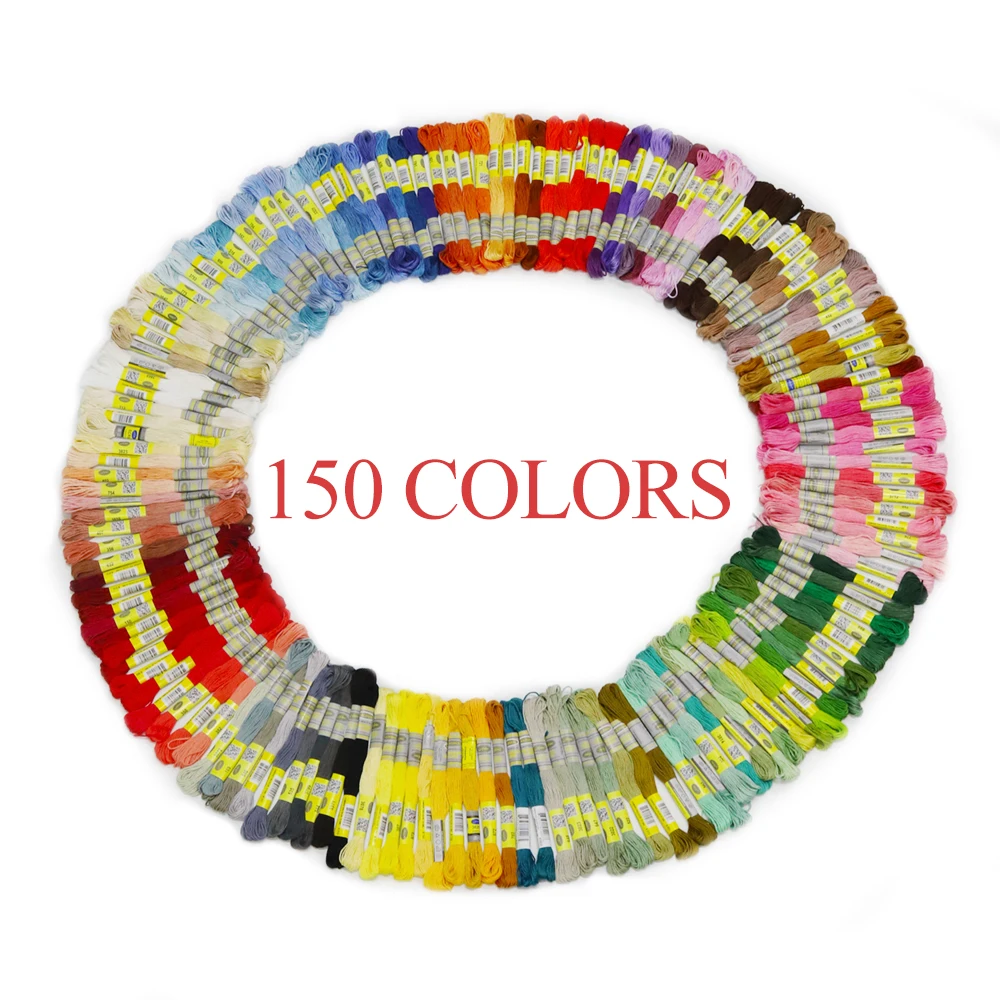 

150 Basic DMC Rainbow Colors Egyptian Cotton Embroidery Floss Cross Stitch Thread Singed Double Mercerized 8.7 yards Skein