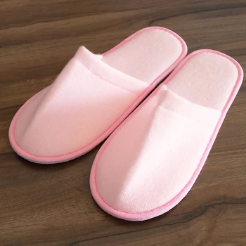 

Simple Slippers Men Women Hotel Travel Spa Portable Home Disposable Flip Flops Solid Color Home Guest Indoor Slippers Big Size