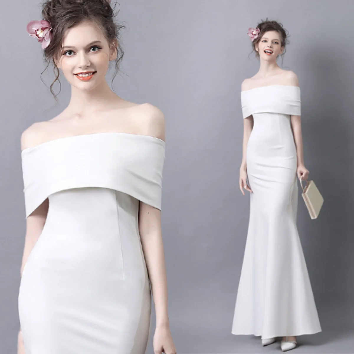 

Lace Mermaid Wedding Dress 2020 Customized Plus Size Wedding Gowns Bridal Dress Fishtail Boat Neck New Arrival Vestido De Noiva