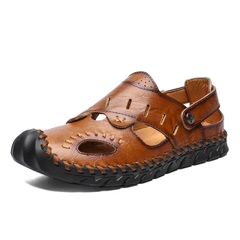 

2020 Outdoor Men's Shoes Mens Sandals Summer High Quality Leather Casual Shoes Men Beach Sandals Sandalias Hombre Plus Size 48