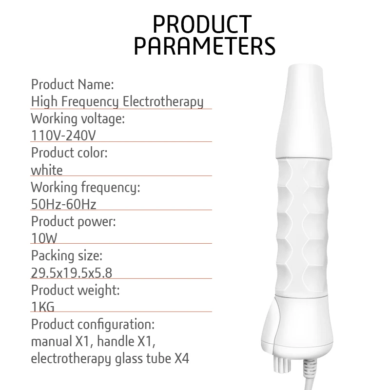 Высокочастотный массажер для лица против старения, Электротерапия, электрод, палочка, 4 трубки, маска для удаления акне, противовоспалительная