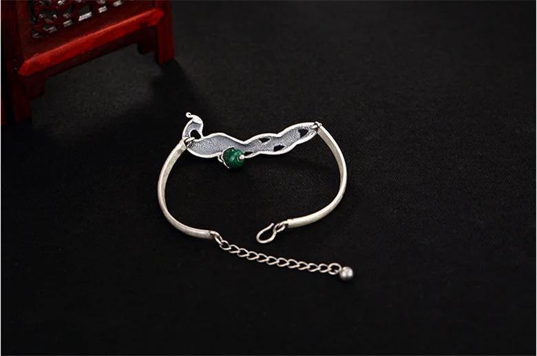Сертифицированные серьги, 925 пробы, серебро, Феникс, павлин, блошиный рынок, для девушек, Аутентичные, тайские, серебряные, милые, капля воды, твердые, длинные