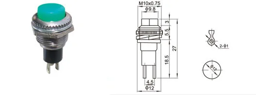 Кнопочный переключатель DS-316 нормально закрыт, чтобы нажать Блокировка соединения- кнопка переключения Самоцентрирующийся переключатель под резьбой 10 Размер