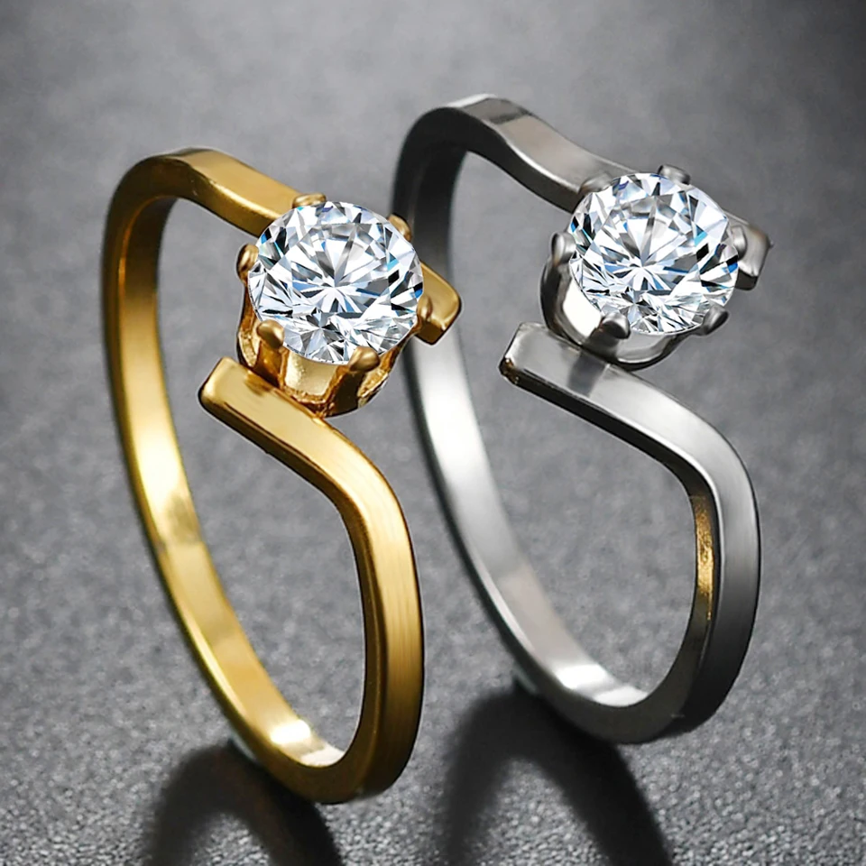 Женское маленькое кольцо из цинка, кольцо из нержавеющей стали, вечерние кольца с цирконием, подарок на Рождество
