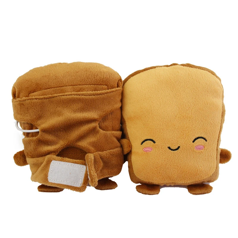 USB Warmer Heated Gloves Hand Warmers Gloves Fingerless Cute Toast Shape New Year Christmas Gift Winter Gloves - Цвет: Style 1