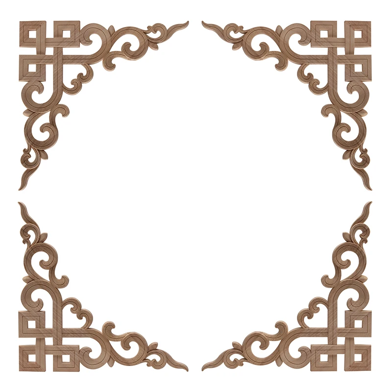 

Wood Applique Wood Figurines Wood Decal Carved European Flower Large Rubber Wood Cabinet Corner Doors Furniture Window Decor