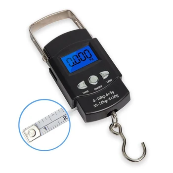 

durable Digital Travel Fish Luggage Postal Hanging Hook Electronic Weighing Scale 50kg with tape measure fishing scale