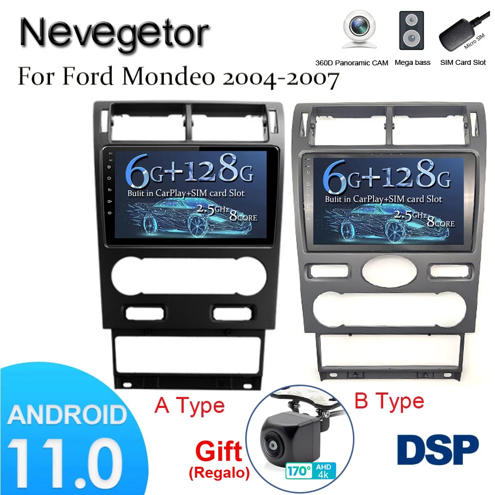 Автомагнитола для Ford Mondeo 3 2004-2007 мультимедийный видеоплеер навигация GPS Android 11 2din 2