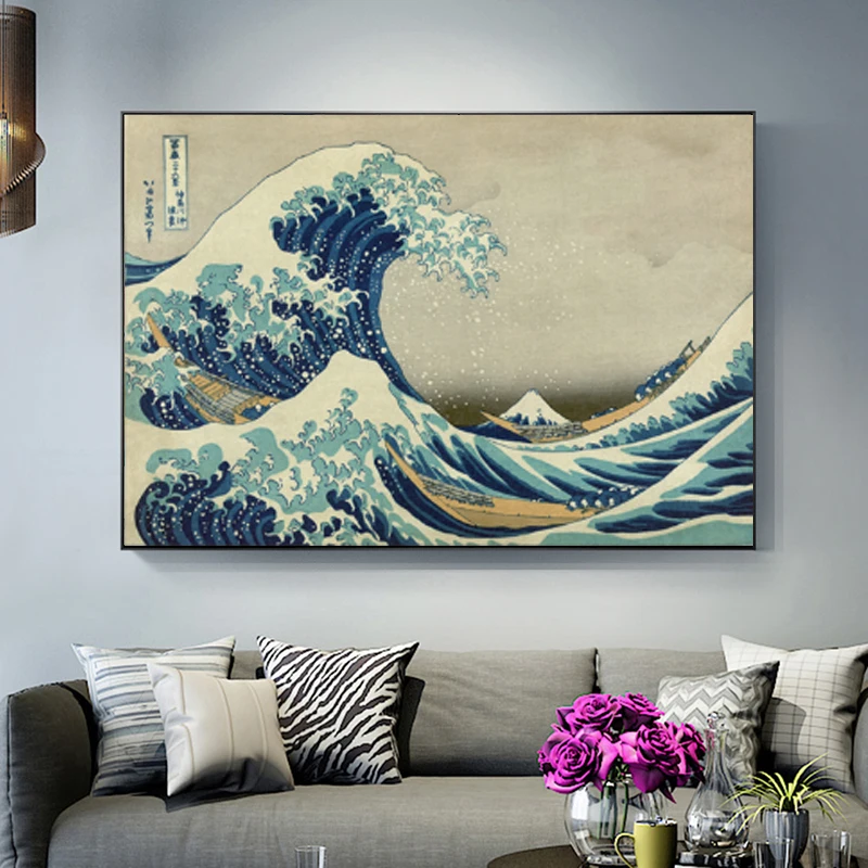 Известный современные морские волны Пейзажи Wall Art Холст Картина канагава морской Плакаты и печать Настенная