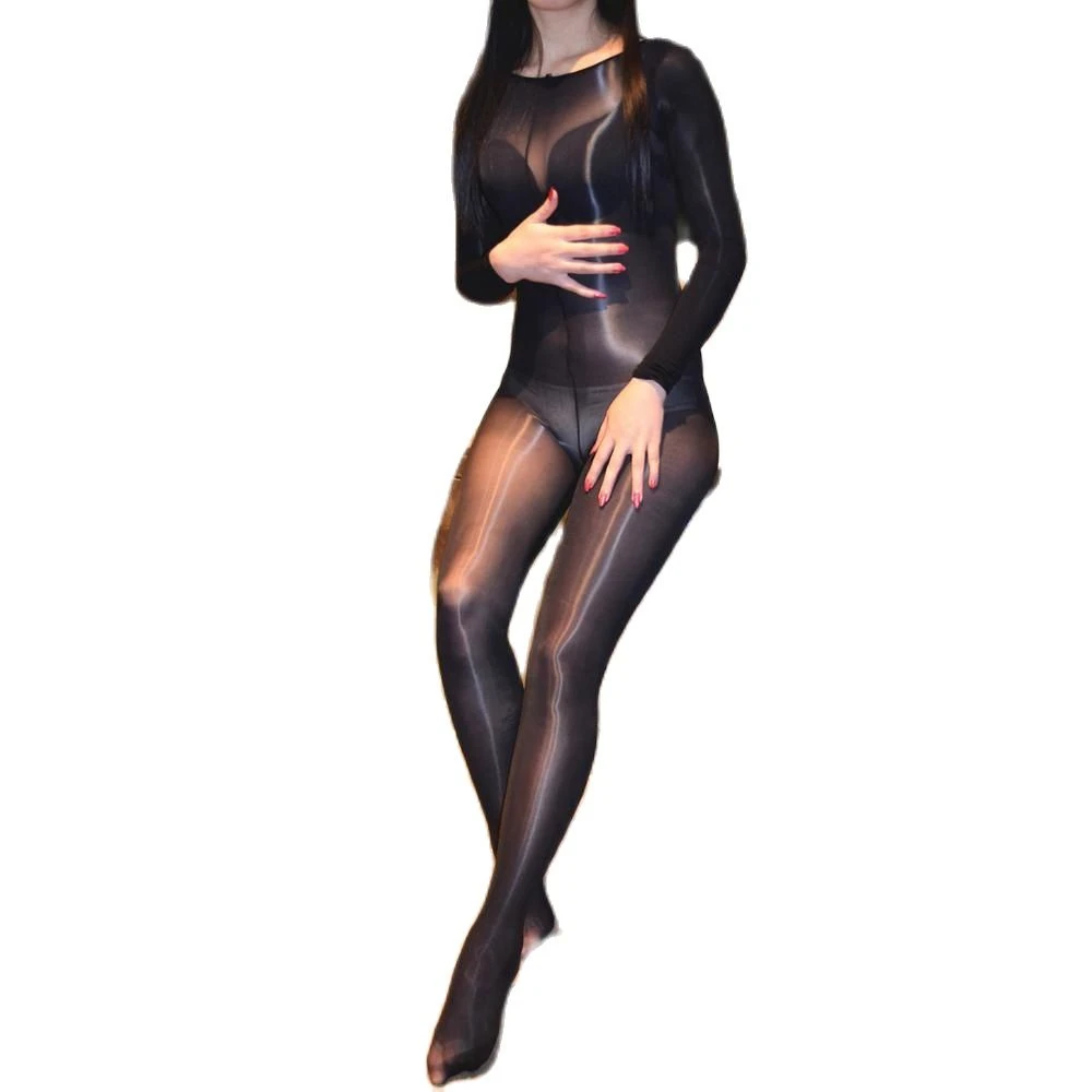 Transparent Oil Glossy Glitter Bodystocking Sexy Hot Erotic Lingerie