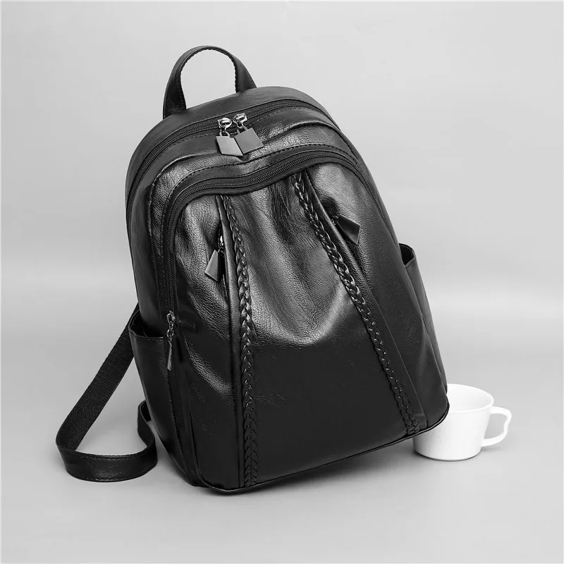 Bag women 2020 new bag sheepskin backpack European and American fashion soft leather double backpack Bag women 2020 new bag sheepskin backpack European and American fashion soft leather double backpack