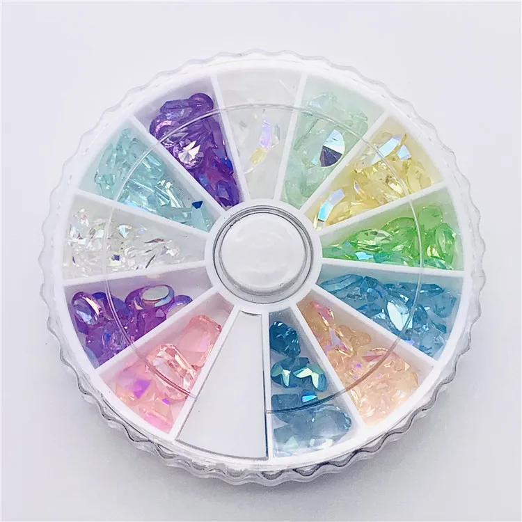 

Crystal Nail Rhinestone 12 Disc Acrylic Drill Nail Art 3D Crystal Stone For Nail
