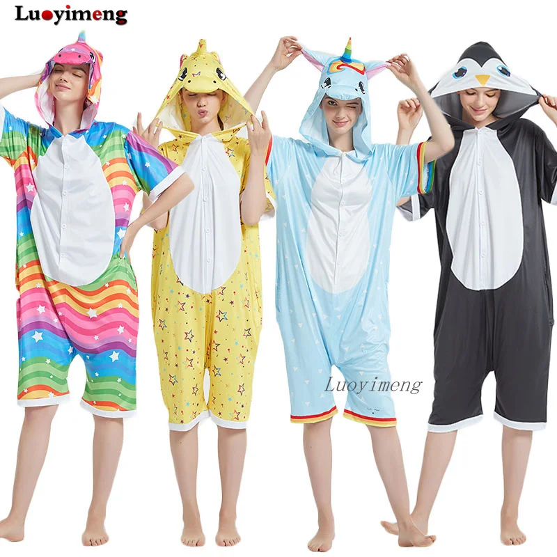 New Animal Unicorn Pajamas Adults Summer Sleepwear Kigurumi Panda Unicorn Pyjamas Women Onesie Anime Costumes Onepiece Jumpsuit