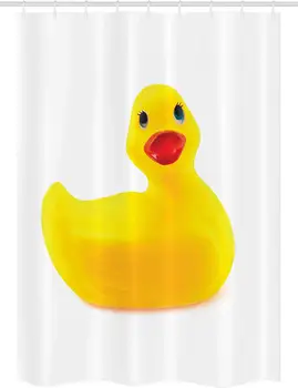 

Rubber Duck Stall Shower Curtain Yellow Squeak Ducky Toy Fun Bubble Bath Animal Kids Room Duckling Print Fabric Bathroom Decor