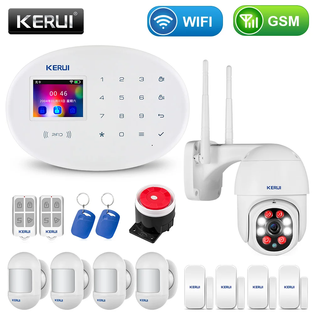 Система охранной сигнализации Kerui W20 2 4 дюйма Wi Fi GSM 6 языков|Комплекты для