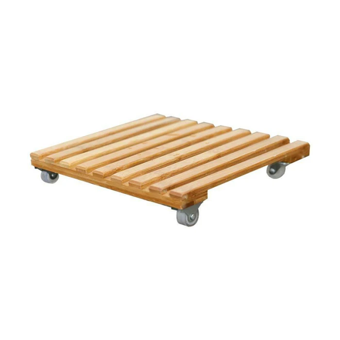 Wheeled Rolling Wooden Planter Caddy Movable Plant Flower Pot Stand with Wheels for Outdoor Garden Home-30