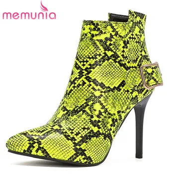 

MEMUNIA 2020 big size 34-48 newest thin high heel boots ladies party prom shoes pointed toe buckle snake ankle boots women