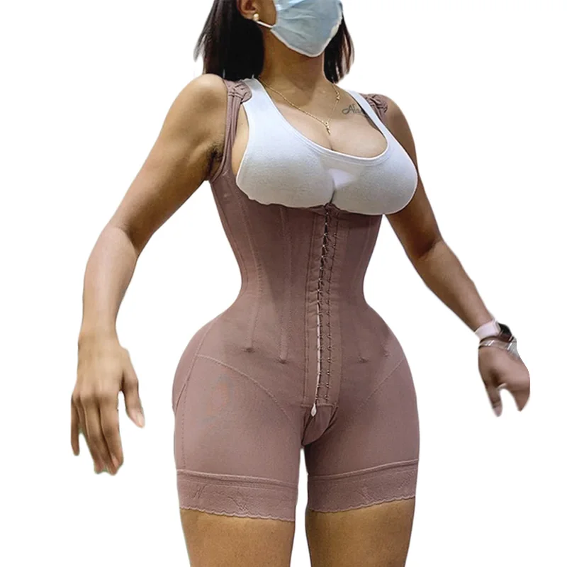 Waist Trainer Fajas Colombianas Steel Bone Hook Eye Closure Tummy Control Adjustable Crotch Open  Bodysuit Thigh Trimmer Corset girdles Shapewear