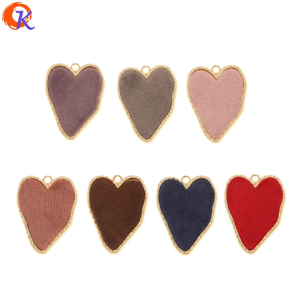 Сердечный Дизайн 50 шт 25*32 мм ювелирные аксессуары/ручная работа/DIY Изготовление/ткань эффект/неправильной формы/амулеты/застежки для сережек