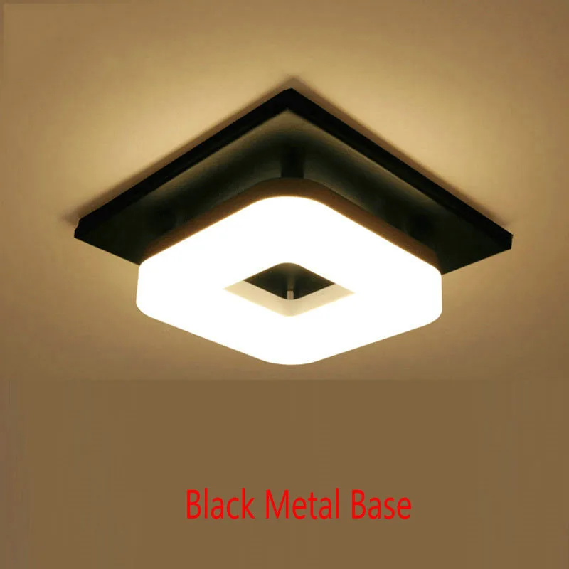 12W Modern LED Ceiling Lamp Square Metal Flush Mount Surface Mounted LED Ceiling Lights for Corridor Balcony Dimmable Light - Цвет корпуса: Black Metal base