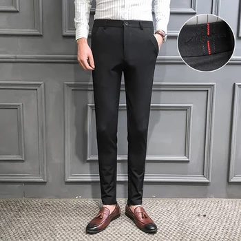 

Men Solid Color Dress Pant New 2020 Spring Formal Business Slim Fit Suit Pants Male Leisure Suit Pants Trousers Dress Pants