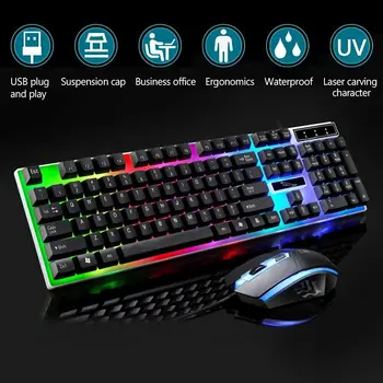 

Gaming Keyboard Mouse Set Rainbow G21 LED Rainbow Color Backlight Gaming Game USB Wired Mechanical feel Keyboard Mouse Set