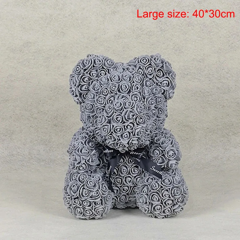 Large Grey Прямая поставка 40 см с сердцем большой красный медвежонок Teddi цветок розы искусственные украшения Рождественские подарки для женщин подарок на день Святого Валентина - Цвет: Large Grey