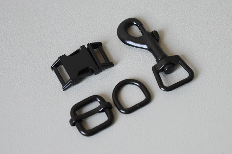 100 sets Metal D rings sliders release buckles 15mm webbing for dog collar adjuster straps belt buckles DIY leather accessories