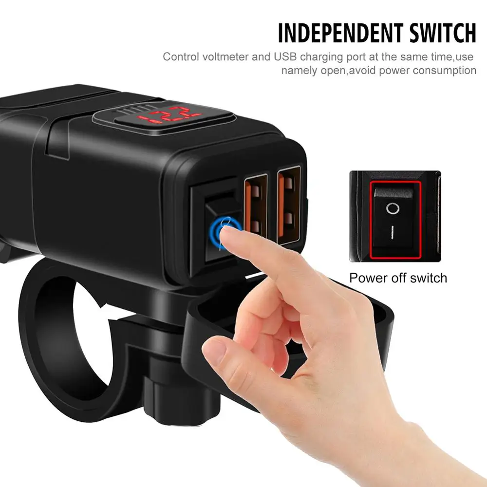 Motorcycle Quick Charger 12V SAE to USB Adapter with Voltmeter On Off Switch | Автомобили и мотоциклы
