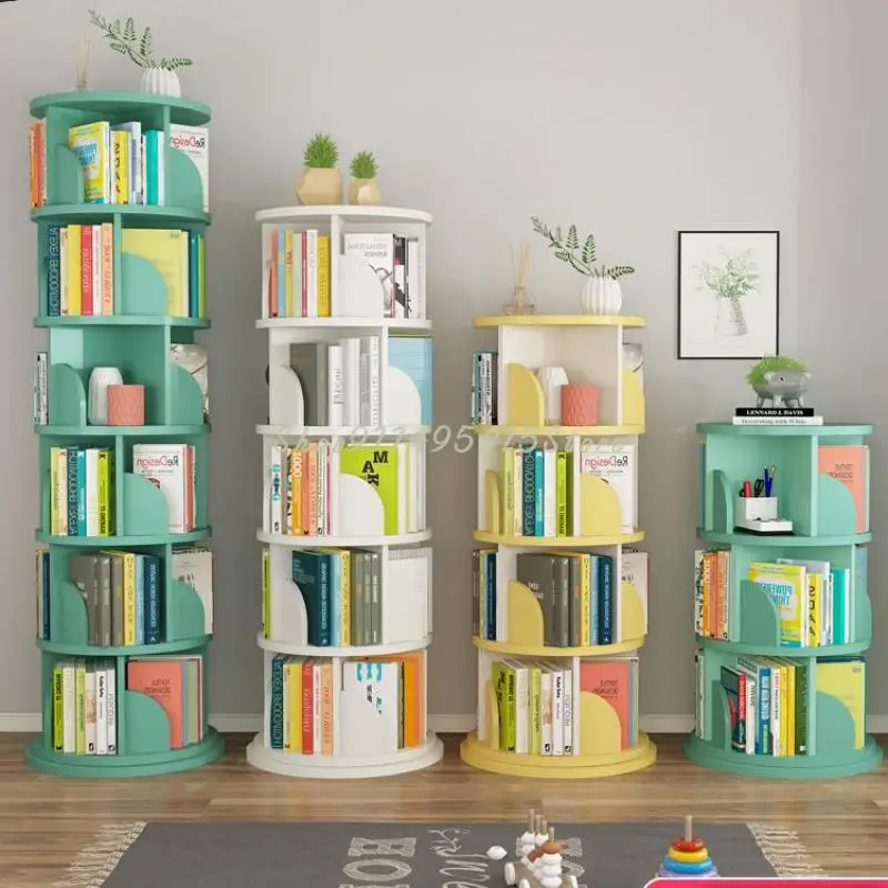 Rotating Bookshelf Landing 360 Degrees Simple Children's Baby Storage